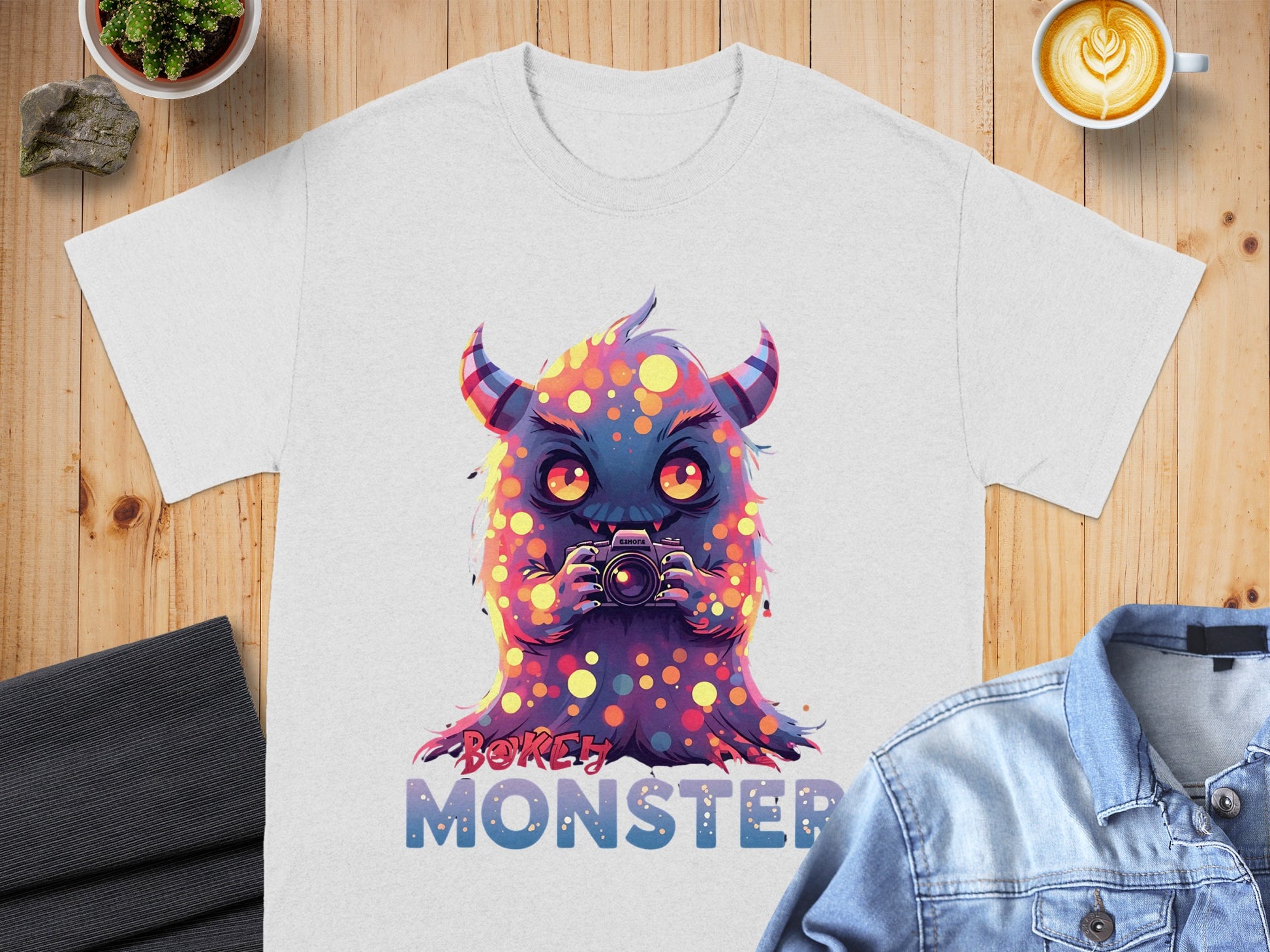Bokeh Monster Graphic Tee with Camera Design product type