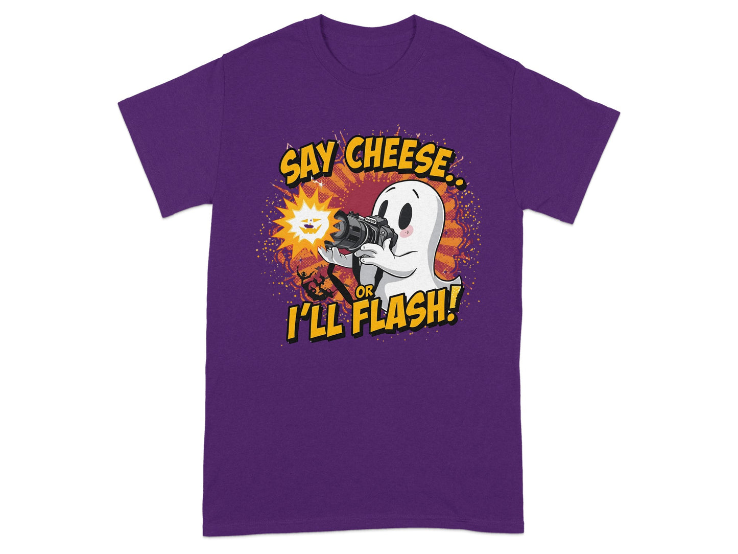 Funny Ghost Say Cheese Or I'll Flash T-shirt