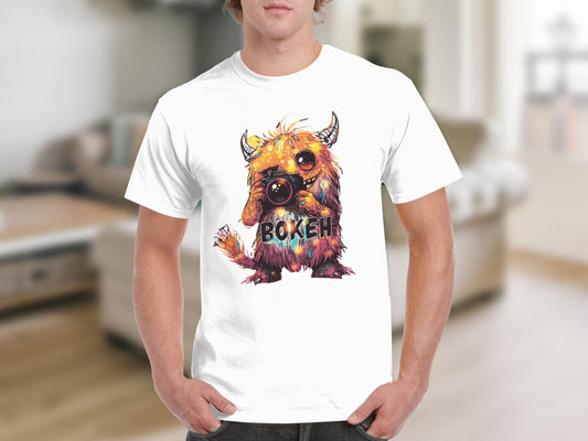 Cute Dog with Camera Bokeh Graphic Design T-shirt