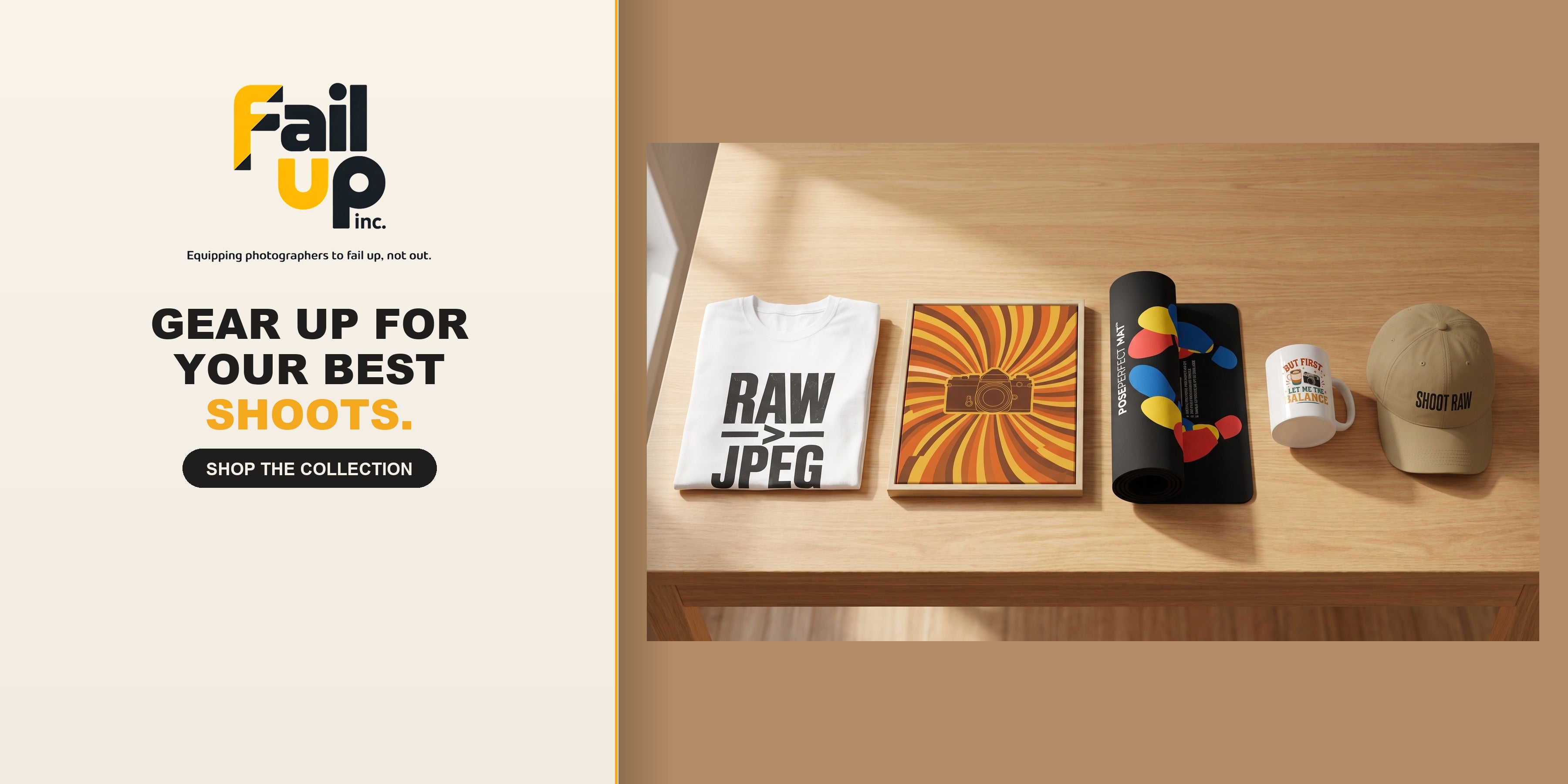Fail Up Inc. — Gear up for your best shoots. Photographer apparel, wall art & studio gear.
