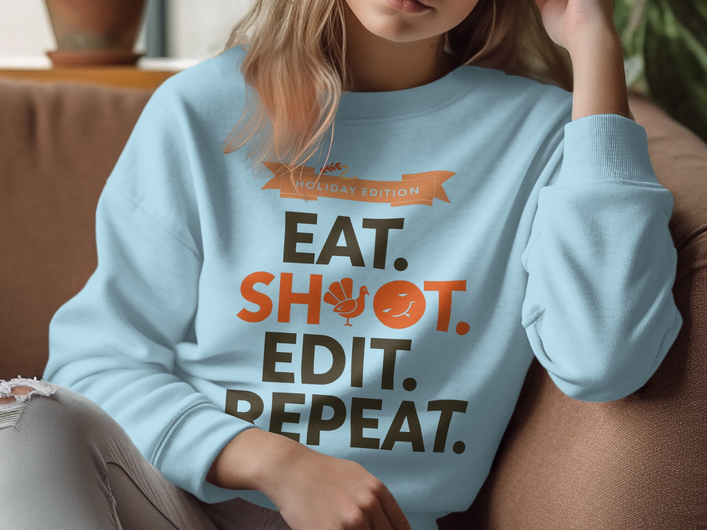Eat Shoot Edit Repeat Holiday Edition Sweatshirt