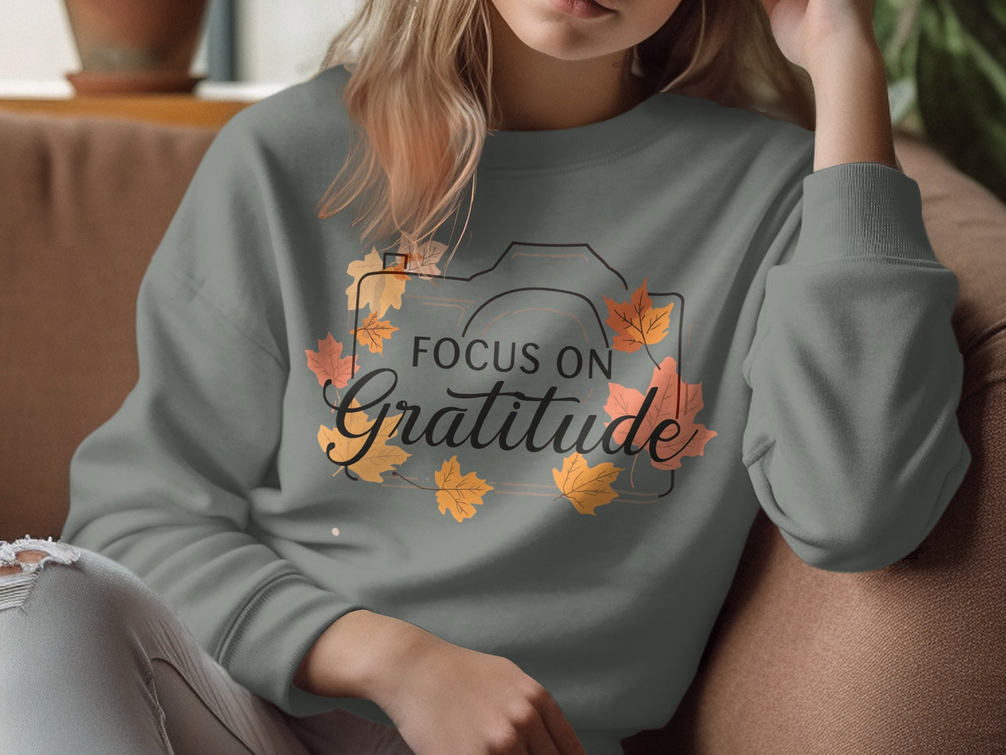 Focus On Gratitude Autumn Leaves Sweatshirt